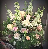 Pinks, Grays, and Beige Gift Table Arrangement