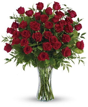 36 Long Stem Roses Vased 3 Dozen Roses