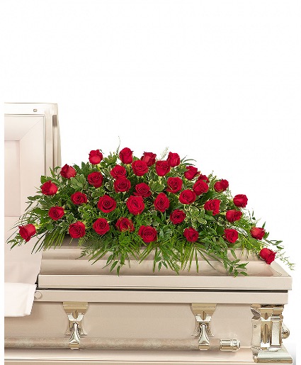 36 Red Roses Casket Spray Funeral Arrangement