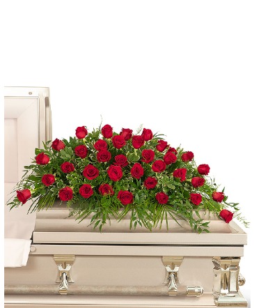 36 Red Roses Casket Spray Sympathy in Nevada, IA | Flower Bed