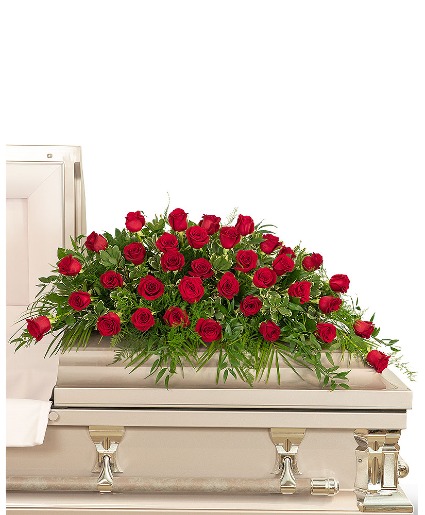 36 Red Roses Casket Spray Sympathy Arrangement