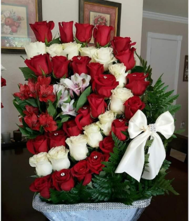 36 White & Red Roses 