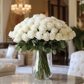 36 White rose bouquet  