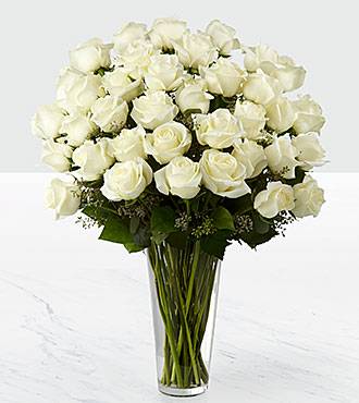 36 White rose bouquet  