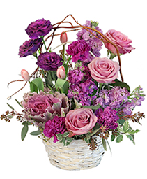 Purple Showers Basket Arrangement