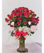 4 dz roses mixed flowers in vase 