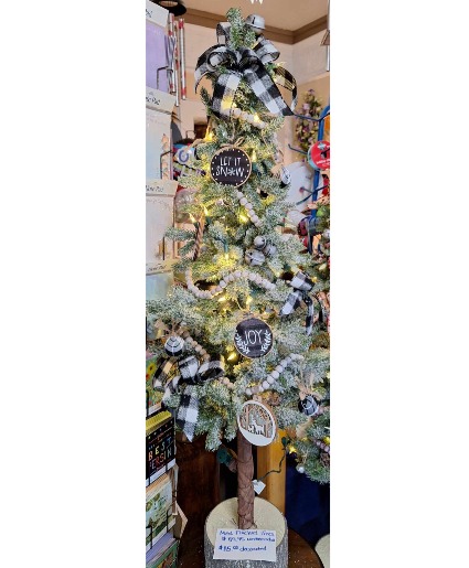 4 ft Artificial Christmas tree black & white with lights