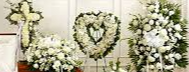 4 PC PURITY FUNERAL PACKAGE CROSS, CASKET, OPEN HEART, AND STANDING SPRAY