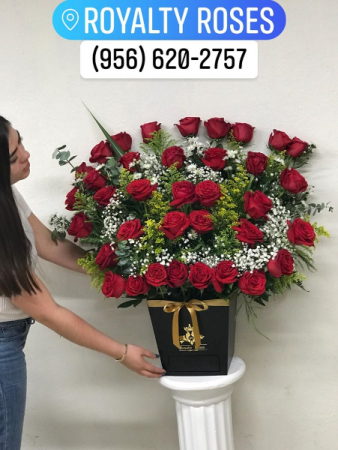 40 Red Roses in V Vase with drawer Roses in V vase  