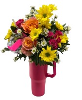 40oz Tumbler with spring mix fresh flowers