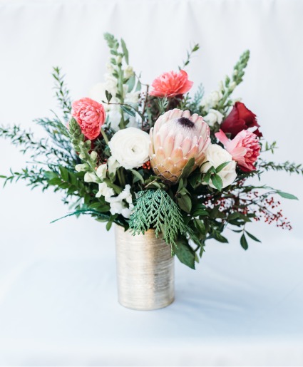 Blushing Snowfall Vase Arrangement