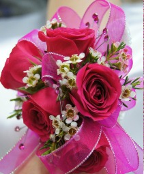 #44 Hot Pink Spray Rose Corsage Fresh Flowers