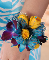 Blue & Yellow Prom Corsage Prom Flowers
