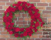 46RRWRTH Red Carnation & Rose Round Wreath Easel