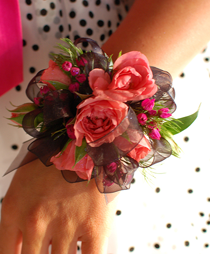 pink corsage for prom