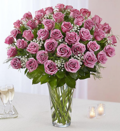 48 Lavender Roses Roses Vase