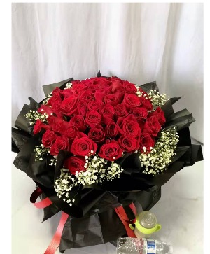 48 stems red rose wrap with color paper 