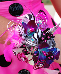 Polka dots & Hot Pink Prom Corsage Prom Flowers
