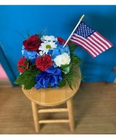 4th of July Red, white and blue cube vase arrangement