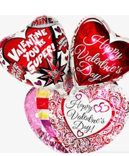 5 MYLAR VALENTINE BALLOONS MIXED 