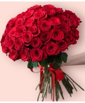 50 Long Stem Red Roses Vase arrangement