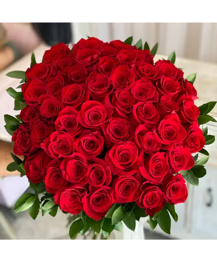 50 Premium Red Roses Wrapped 