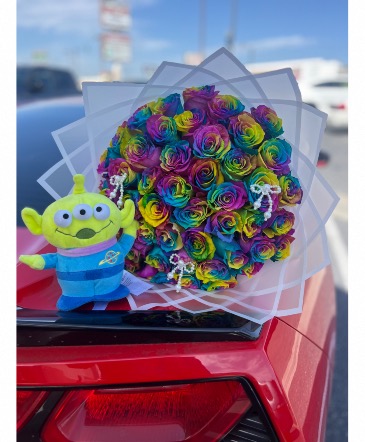 50 Rainbow Rose Ramo Bouquet  in Whittier, CA | AZ Whittier Florist