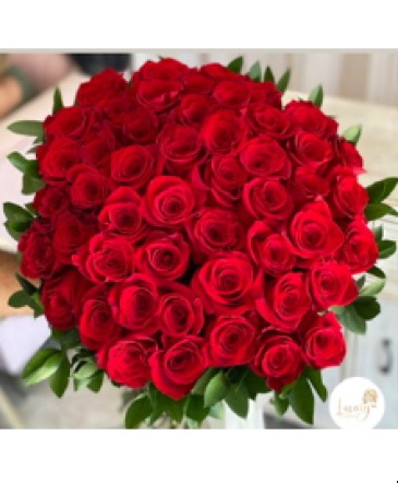 50 Red Roses Bouquet Luxury in Matthews, NC | Luxury Flowers