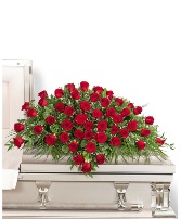 50 Red Roses Casket Spray Funeral Arrangement 