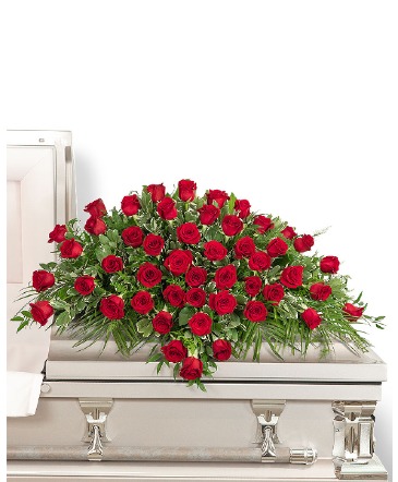 50 Red Roses Casket Spray Sympathy in Nevada, IA | Flower Bed