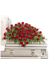 50 Red Roses Casket Spray Sympathy