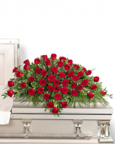 50 Red Roses Casket Spray Sympathy Arrangement