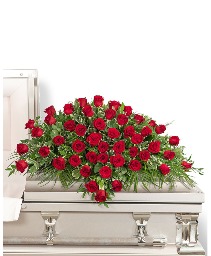 50 Red Roses Casket Spray Sympathy Arrangement