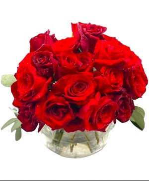 50 Red Roses in a Glass Bowl  