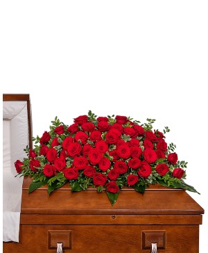 50 Rose Casket Spray Sympathy Arrangement