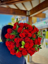 50 Shades Of Red Hand tied bouquet