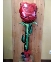 54" Rose Balloon w/ Galvanized Bucket Base Balloon