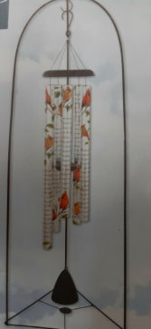 55 INCH WIND CHIMES & STAND CARDINALS / MEMORIAL SAYING