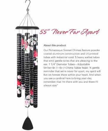 55” Never Far Apart Wind Chime  Keepsake  in Ashland City, TN | As You Wish Floral Designs by Kimberly McCord