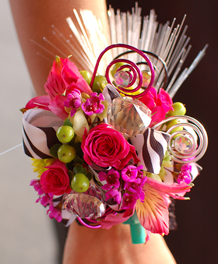 Mixed Flowers & Zebra Corsage Prom Flowers