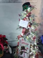5ft Grapevine Tree decorated Snowman 