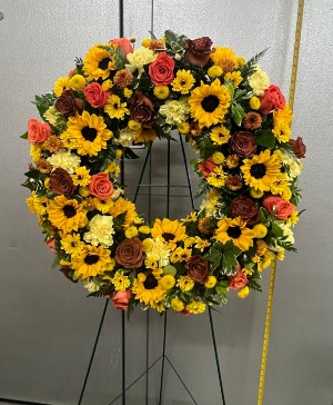 Sunflower and Roses Wreath 