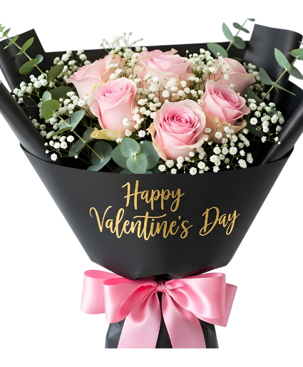 6 Pink Rose Love Wrapped Bouquet