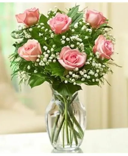 6 Pink Rose Vase - 00147 