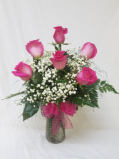 6 Pink Roses 