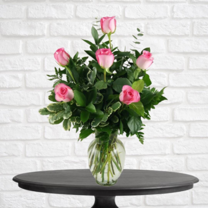 6 Pink Roses