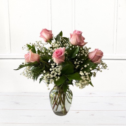 6 Pink Roses