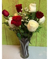 6 RED ROSES + 6 WHITE ROSES 