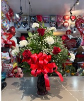 6 roses and 6 carnations  