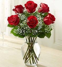 6 Roses In Vase